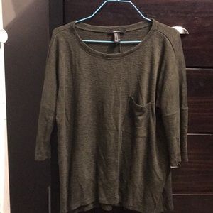 3/4 sleeve olive green shirt